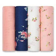 Photo 1 of Momcozy Baby Blankets for Girls Boys, Large & Soft Baby Swaddle Blanket, Breathable Bamboo Muslin Swaddle Blankets, New Born Essentials for Baby, Floral Pattern, 4 Pack
