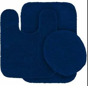 Photo 1 of 3 pc Solid Navy Blue Bathroom Rug Set Bath mats Bath Set Super Soft Anti Slip
