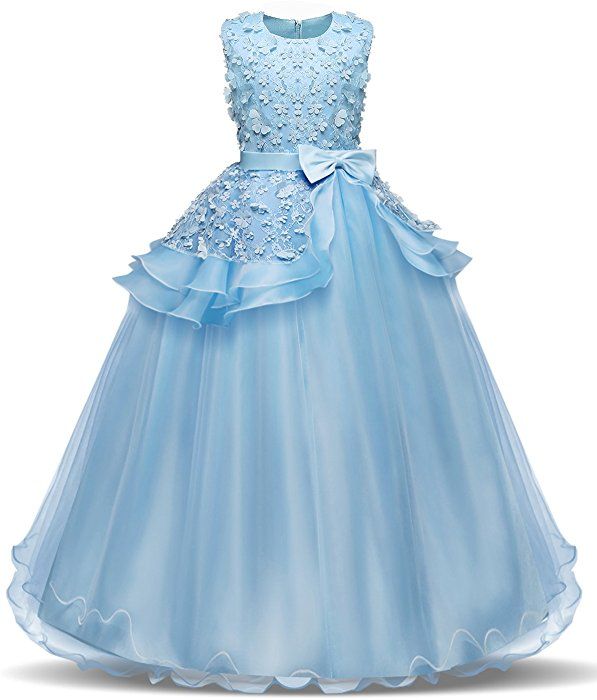 Photo 1 of NNJXD Girl Embroidery Strapless Shoulder Lace Princess Pageant Dress Prom Ball Gown--- size 160

