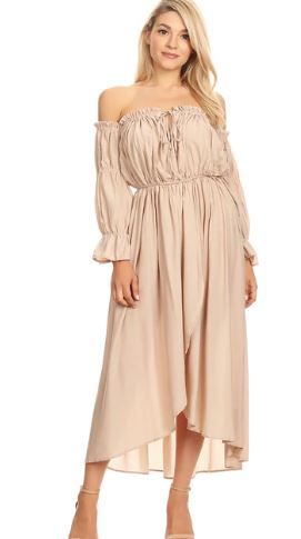 Photo 1 of Casual Boho Long Sleeve Off Shoulder Renaissance Dress--- medium
