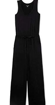 Photo 1 of AMAZON ESSENTIALS WOMEN'S SLEEVELESS SCOOP-NECK WIDE-LEG JUMPSUIT, BLACK, LARGE
