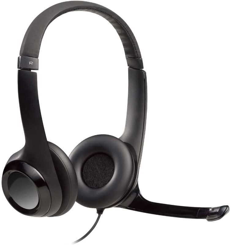 Photo 1 of Logitech H390 Wired Headset, Stereo Headphones with Noise-Cancelling Microphone, USB, In-Line Controls, PC/Mac/Laptop - Black
