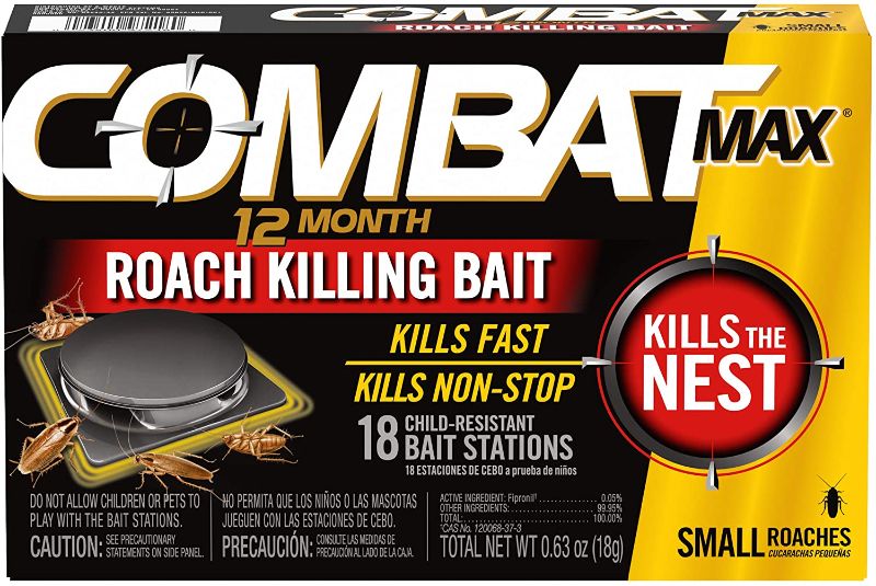 Photo 1 of Combat Max 12 Month Roach Killing Bait, Small Roach Bait Station, Child-Resistant, 18 Count
