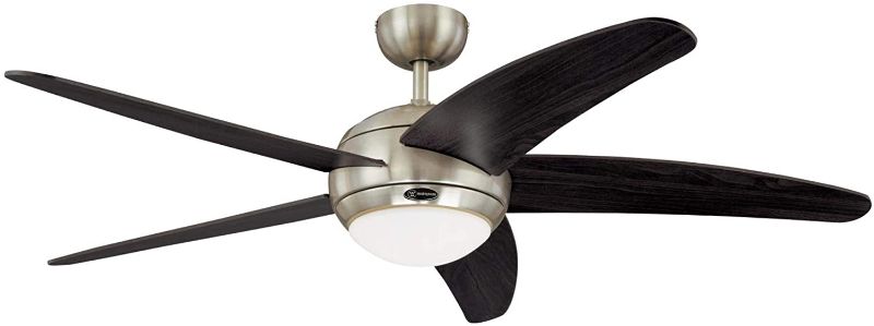 Photo 1 of Westinghouse Lighting 7223800 Bendan Indoor Ceiling Fan with Light and Remote, 52 Inch, Satin Chrome
