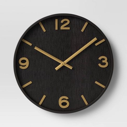 Photo 1 of 20" Wood Wall Clock Brass - Threshold™

