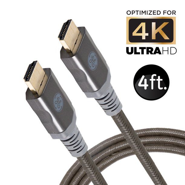 Photo 1 of GE 4ft 4K HDMI Cable w/Ethernet, Gold-Plated Connectors, 48719
