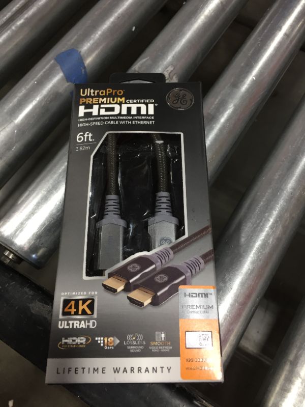 Photo 2 of GE 4ft 4K HDMI Cable w/Ethernet, Gold-Plated Connectors, 48719
