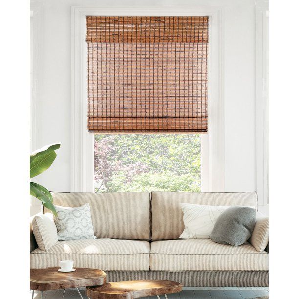 Photo 1 of CHICOLOGY Cordless Bamboo Roman Shade, Beaver (Room Darkening) 31"W X 64"H
