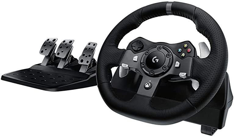 Photo 1 of Logitech G920 Driving Force Racing Wheel and Floor Pedals, Real Force Feedback, Stainless Steel Paddle Shifters, Leather Steering Wheel Cover for Xbox Series X|S, Xbox One, PC, Mac - Black
