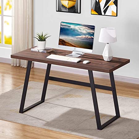 Photo 1 of BON AUGURE Industrial Computer Desk, Sturdy Wood Writing Desk, Modern Simple Home Office Desks (55 Inch, Rustic Oak)
