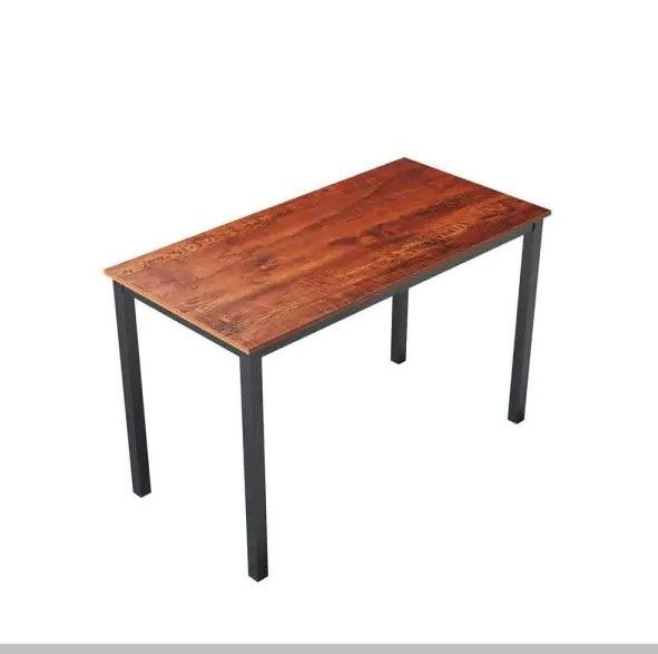 Photo 1 of 55 in. Rectangular Brown Particleboard No Drawer Computer Desk with Metal Table Legs
