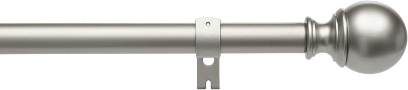 Photo 1 of Amazon Basics 1-Inch Curtain Rod with Round Finials - 1-Pack, 72 to 144 Inch, Nickel
