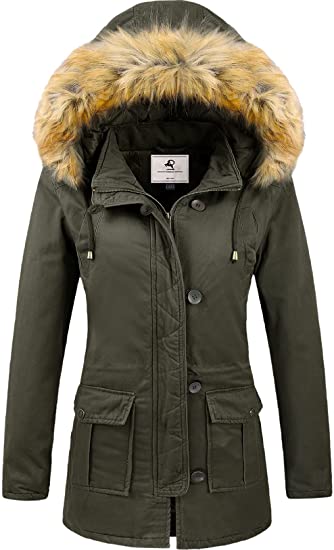 Photo 1 of Uoiuxc Women's Winter Coat Warm Puffer Thicken Parka Jacket with Fur Hood
