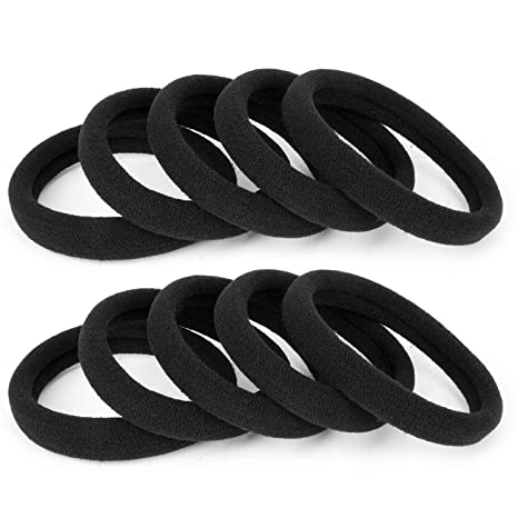 Photo 1 of 69PCS Large Black Hair Ties Band – Thick Cotton Seamless Ponytail Holders – Hair Elastics Hair Bands for Thick Heavy and Curly Hair (2 Inch in Diameter) by BAOLI 
