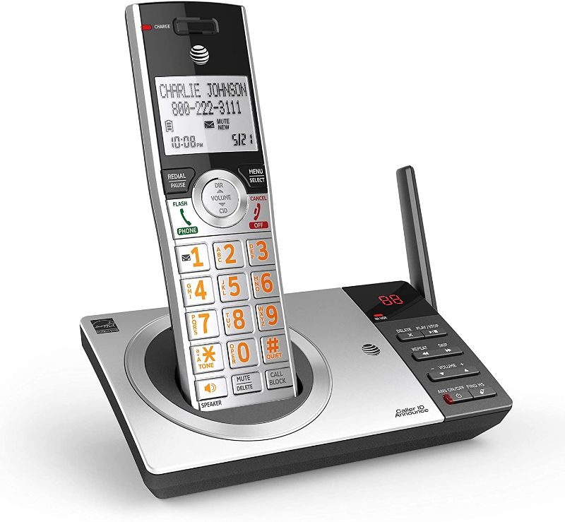 Photo 1 of AT&T DECT 6.0 Expandable Cordless Phone with Answering System, Silver/Black 
