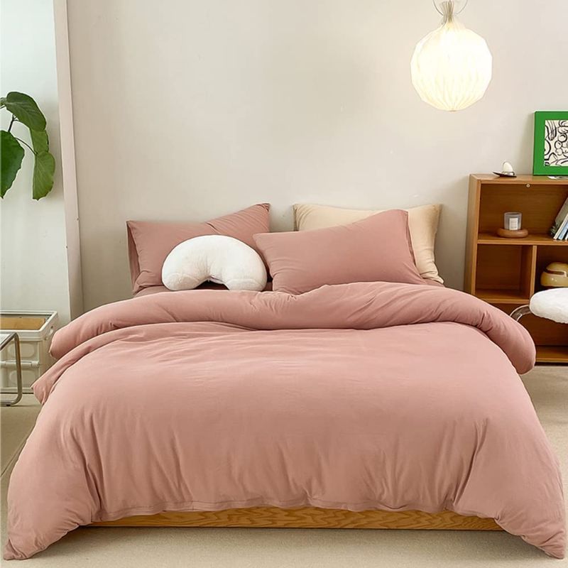 Photo 1 of CLOTHKNOW Blush Pink Comforter Sets Full Mauve Bedding Comforter Full Dusty Rose Bedding Comforter Full Size Girls Women Bedding Comforter 3Pcs Bed Comforter Sets
