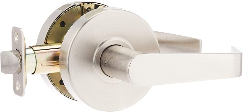 Photo 1 of AmazonCommercial Grade 2 Commercial Duty Door Lever-Passage Lockset, Satin Nickel Finish, 4-Pack
