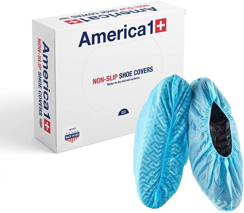 Photo 1 of America 1 Non Slip Disposable Shoe Covers Pack of 100 | Disposable Shoe and Boot Covers for Wet or Dry Surfaces | Floor and Shoe Protector for Workplace, Construction, Indoor Carpets | One Size
