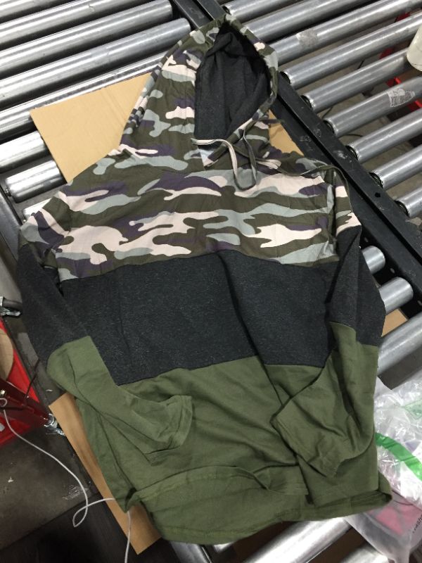 Photo 1 of green and camouflage hoodie. size 1XL-2XL