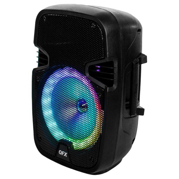 Photo 1 of QFX Portable Bluetooth Loudspeaker, 8-Inch Tall, Includes PA System with Remote and Microphone, Black
