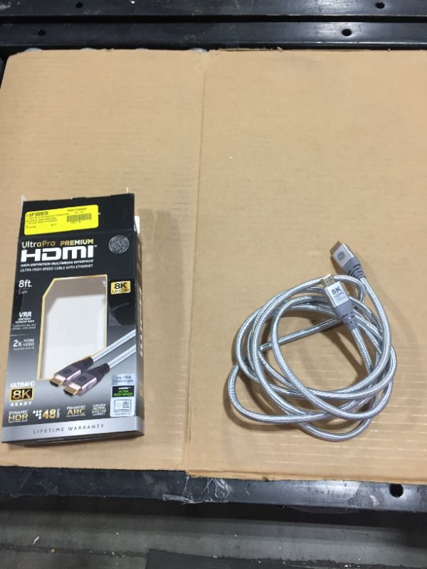 Photo 2 of GE 8ft 8K HDMI Cable w/Ethernet, Gold-Plated Connectors, 50426
