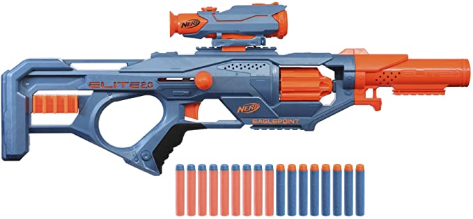 Photo 1 of NERF Elite 2.0 Eaglepoint RD-8 Blaster -- 8-Dart Drum, Detachable Scope and Barrel, 16 Official Elite Darts, Bolt Action
