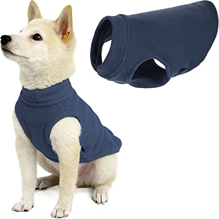 Photo 1 of Gooby Stretch Fleece Vest Dog Sweater - Warm Pullover Fleece Dog Jacket - Winter Dog Clothes for Small Dogs Boy - Dog Sweaters for Small Dogs to Dog Sweaters for Large Dogs for Indoor and Outdoor Use Color Blue 
