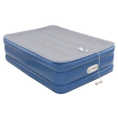 Photo 1 of AeroBed Quilted Foam Topper Double High Full Air Mattress with Built in Pump - Blue
