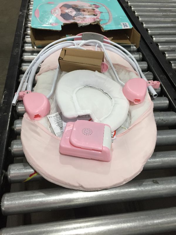 Photo 2 of Bright Starts Disney Baby Minnie Mouse Rosy Skies Vibrating Baby Bouncer, Pink
