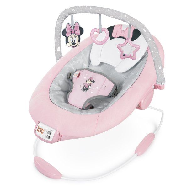 Photo 1 of Bright Starts Disney Baby Minnie Mouse Rosy Skies Vibrating Baby Bouncer, Pink
