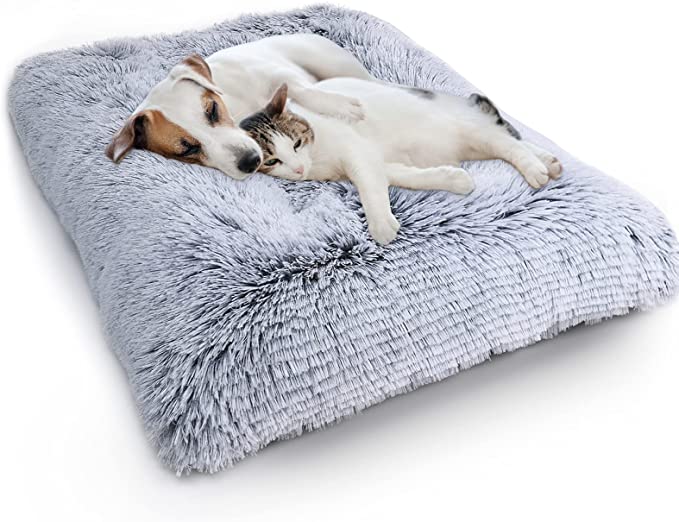 Photo 1 of WAYIMPRESS Large Dog Crate Bed Crate Pad Mat for Medium Small Dogs&Cats,Fulffy Faux Fur Kennel Pad Comfy Self Warming Non-Slip Dog Beds for Sleeping and Anti Anxiety
