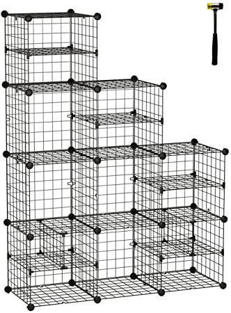 Photo 1 of C&AHOME Wire Cube Storage, Wire Grids Organizer Metal Book Shelves, Modular Storage Bins Shelving, Large and Small Dividers, Ideal for Closet Cabinet, Bedroom, Living Room, Home, Office Black
