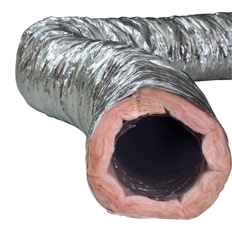 Photo 1 of 8 in. x 25 ft. Insulated Flexible Duct R6 Silver Jacket
