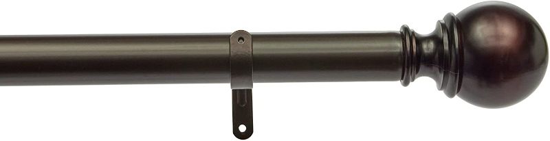 Photo 1 of Amazon Basics 1.25-Inch Curtain Rod with Round Finials - 36 to 72 Inch, Dark Bronze (Espresso)
