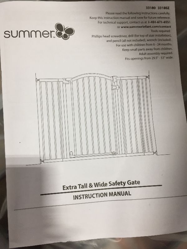 Photo 2 of Summer Infant Extra Tall & Extra Wide Safety Gate, 29.5 - 53 Inch Wide & 38" Tall, for Doorways & Stairways, with Auto-Close & Hold-Open, Grey
