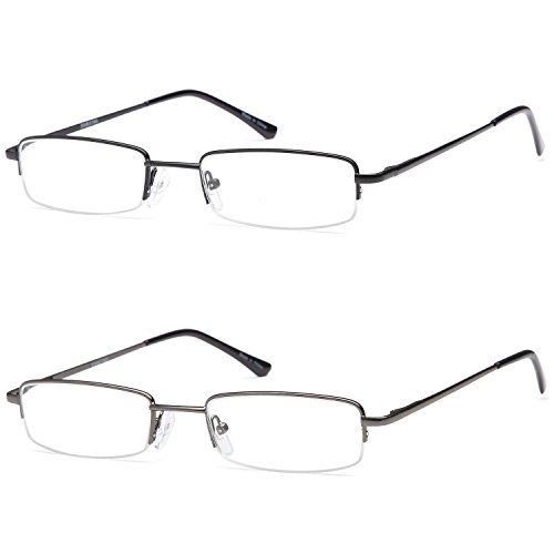 Photo 1 of DOUBLETAKE Reading Glasses - 2 Pairs Compact Case Included Semi Rimless Readers
