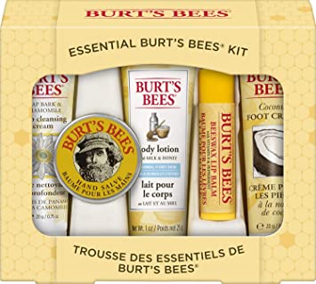 Photo 1 of Burt's Bees Gift Set, 5 Essential Prodcuts, Deep Cleansing Cream, Hand Salve, Body Lotion, Foot Cream & Lip Balm, Travel Size
