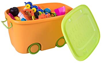 Photo 1 of Basicwise QI003221 Stackable Toy Storage Box with Wheels,
