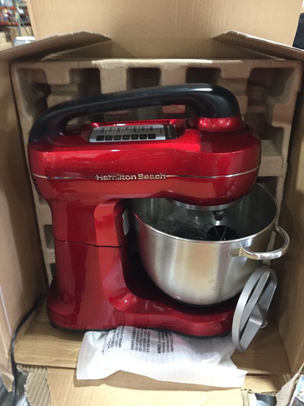 Photo 2 of Hamilton Beach 7 Speed Stand Mixer, Red Model 63395.
