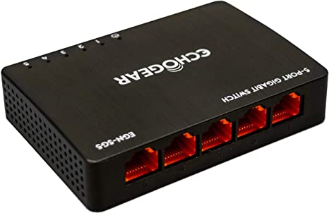 Photo 1 of Echogear 5 Port Gigabit Ethernet Switch - Plug & Play Unmanaged Switch with Auto-Negotiation, Full Duplex Control, & Auto MDI/MDI-X - Expand Your Network with 5 10/100/1000 Ethernet Ports
