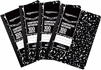 Photo 1 of Amazon Basics Wide Ruled Composition Notebook, 100 Sheet, Marble Black, 36-Pack
