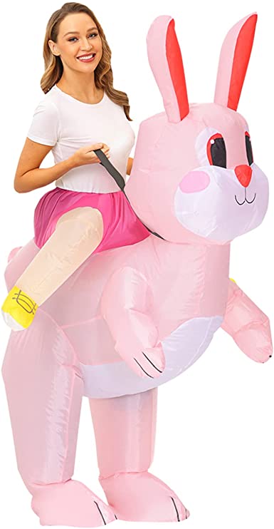 Photo 1 of Arokibui Inflatable Easter Bunny Costume Blow up Rabbit Mascot Costume Adult Cosplay Party Halloween Costume size l 
