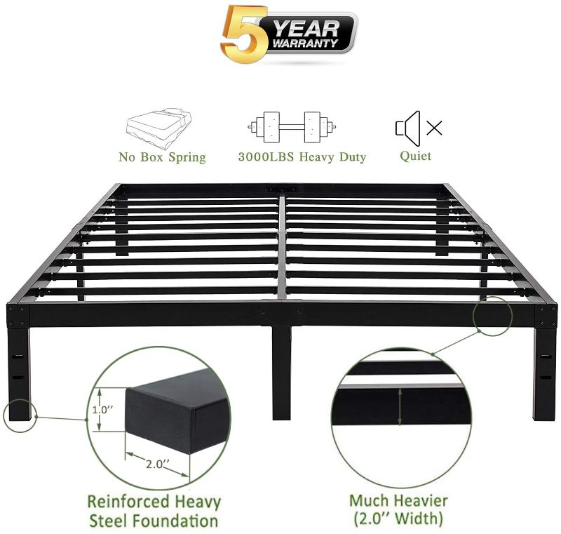 Photo 1 of 45MinST 14 Inch Platform Bed Frame/Easy Assembly Mattress Foundation / 3000lbs Heavy Duty Steel Slat/Noise Free/No Box Spring Needed, Queen
