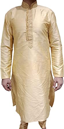 Photo 1 of  Mens Kurta Pyjama Set gold.
