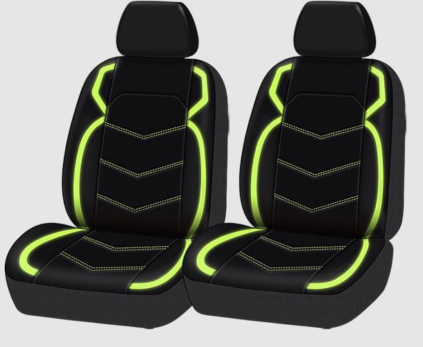 Photo 1 of Auto Drive Glow in the Dark Faux Leather Car Seat Covers Black and Luminous Set