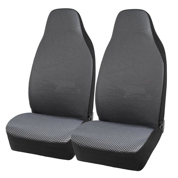 Photo 1 of Auto Drive 2PC High Back Seat Covers Starla Jacquard Polyester Black - Universal Fit, AD081702B
