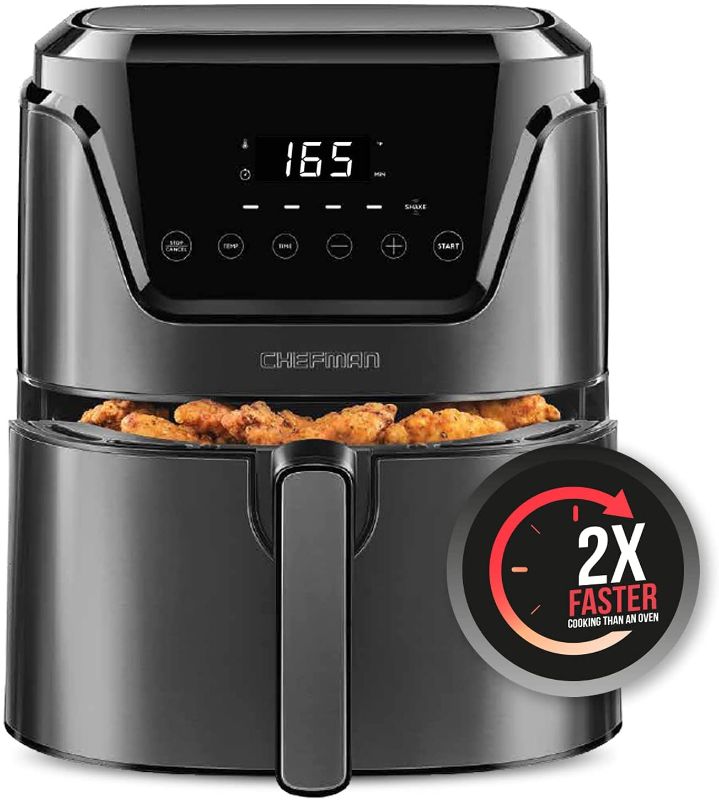 Photo 1 of CHEFMAN Air Fryer 4.5 Qt, Healthy Cooking, User Friendly, Nonstick Stainless Steel, Digital Touch Screen with 4 Cooking Functions w/ 60 Minute Timer, BPA-Free, Dishwasher Safe Basket
