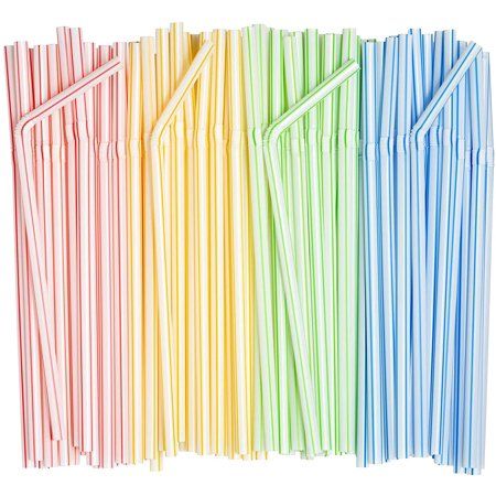 Photo 1 of Comfy Package [200 Pack] Striped Flexible Drinking Straws
