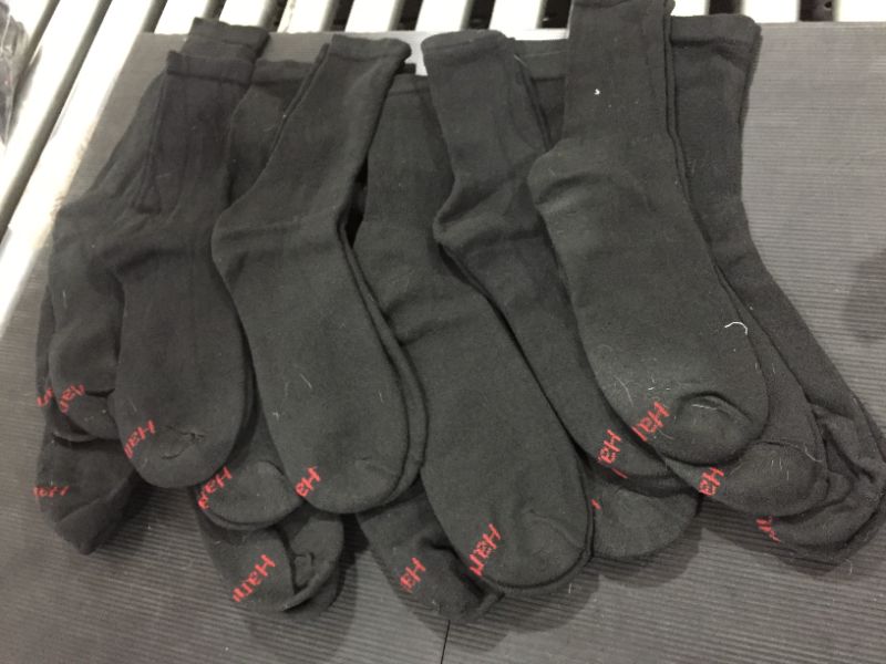 Photo 2 of Hanes Men's Cushion Crew Socks 12-Pack (Black L/XL]