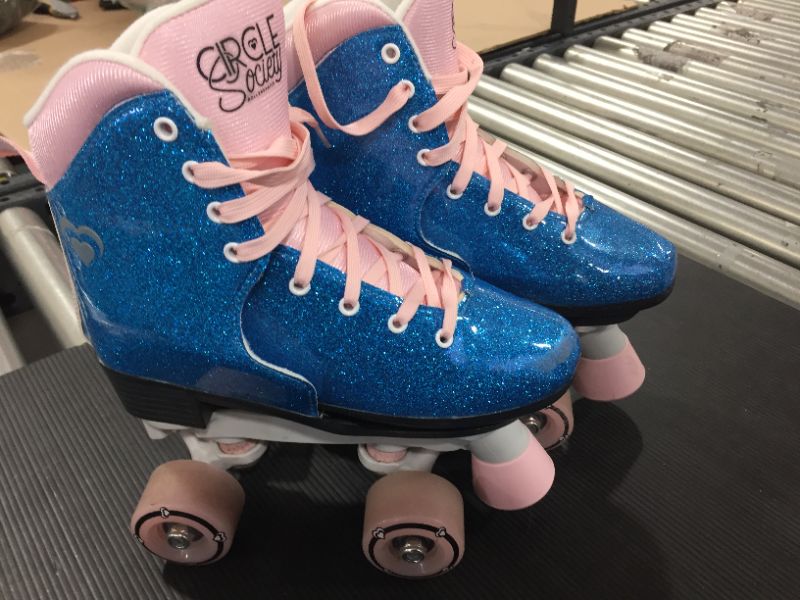 Photo 4 of Circle Society Bling Bubble Gum Girls' Roller Skates, Med Blue, [Size 3-7 YOUTH]